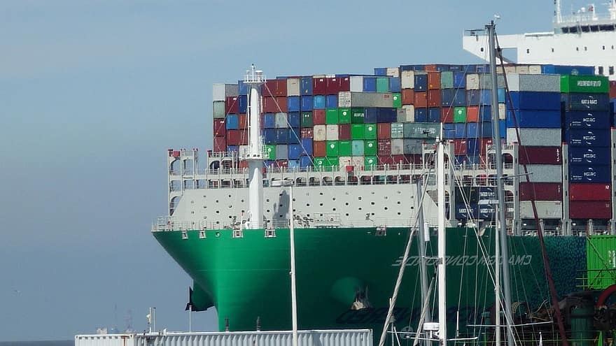 Schiff, Containerschiff, Frachtcontainer, Frachtschiff, einführen, Export, Hafen, Versand