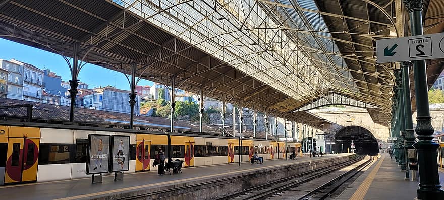 железопътна линия, влак, станция, гара, транспорт, sao bento, Португалия, платформа, пътуване, архитектура, железопътна гара