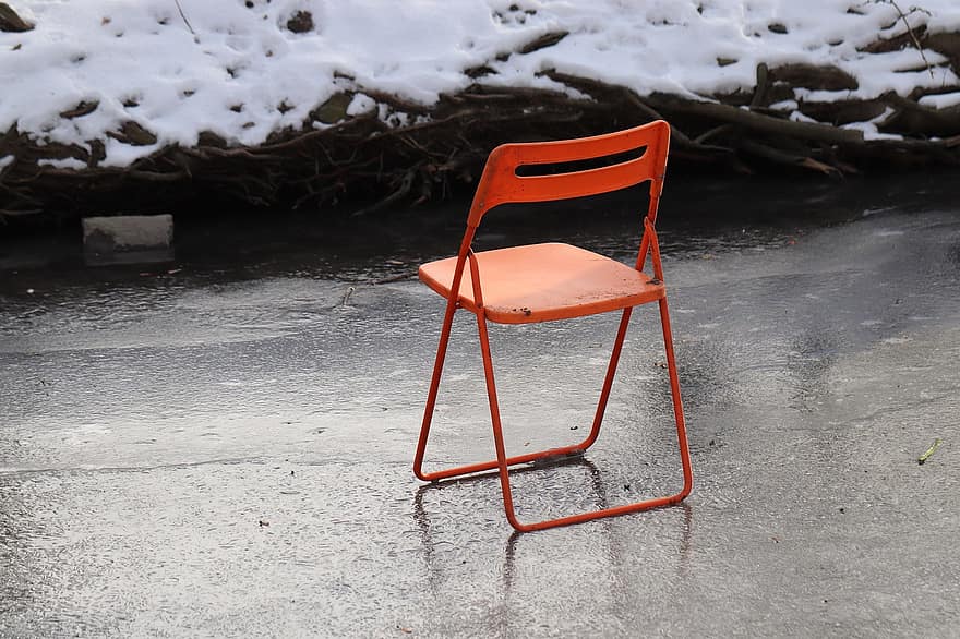 sedia, copertura di ghiaccio, congelato sopra, gelato, ghiaccio nero, congelato, posto a sedere, inverno, stagione