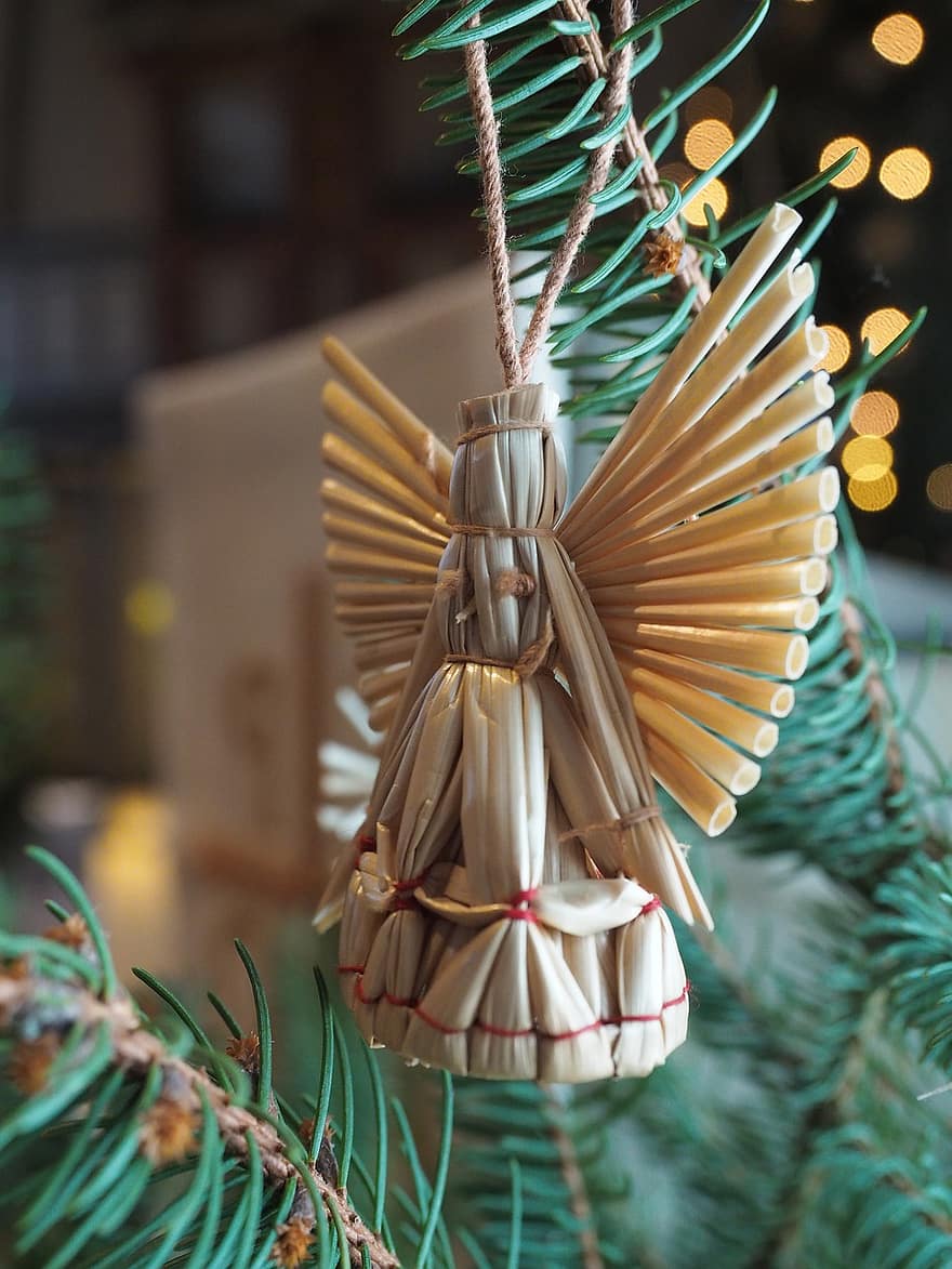 クリスマス、天使、クリスマスツリー、休日、伝統、オーナメント、デコレーション、閉じる、お祝い、贈り物、木