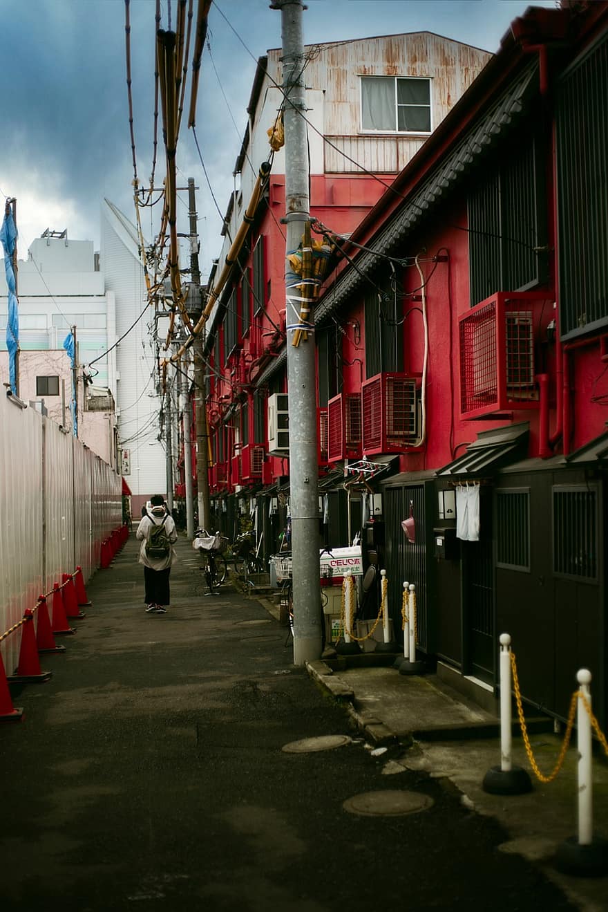 kuja, katu, jalankulkija, mies, kävellä, kaupunki, kaupunki-, Tokio, Japani