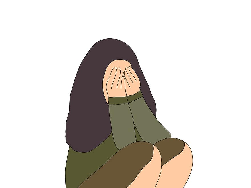 Child, Crying, Sad, Depression, Lonely, 2d Art, Fear, Sorrow, Stressed, illustration, vector