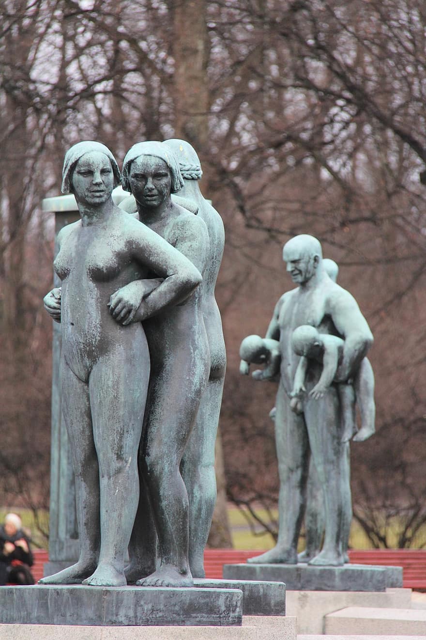 hermoso, fantástico, increíble, Art º, parque, museo, escultura, gustav vigeland, ciudad, parque de esculturas de vigeland, Oslo