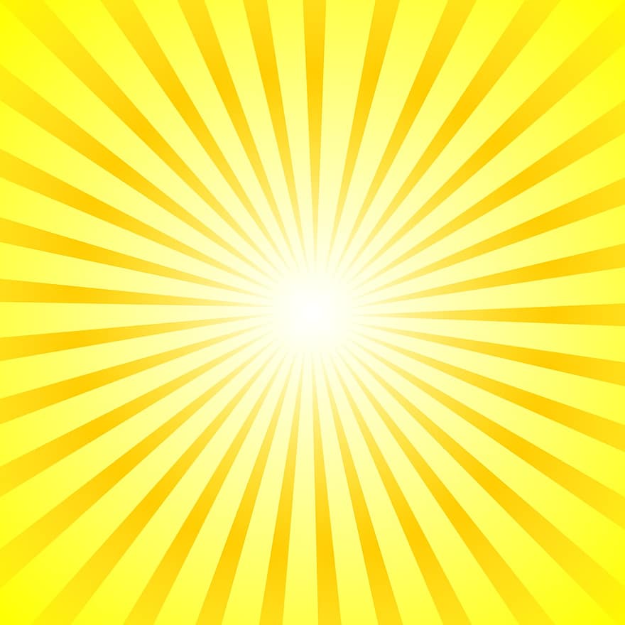 Abstract, Yellow Background, Sun Rays, Light, Radial Lines, Pattern, Bright, Decorative, Backdrop, Design