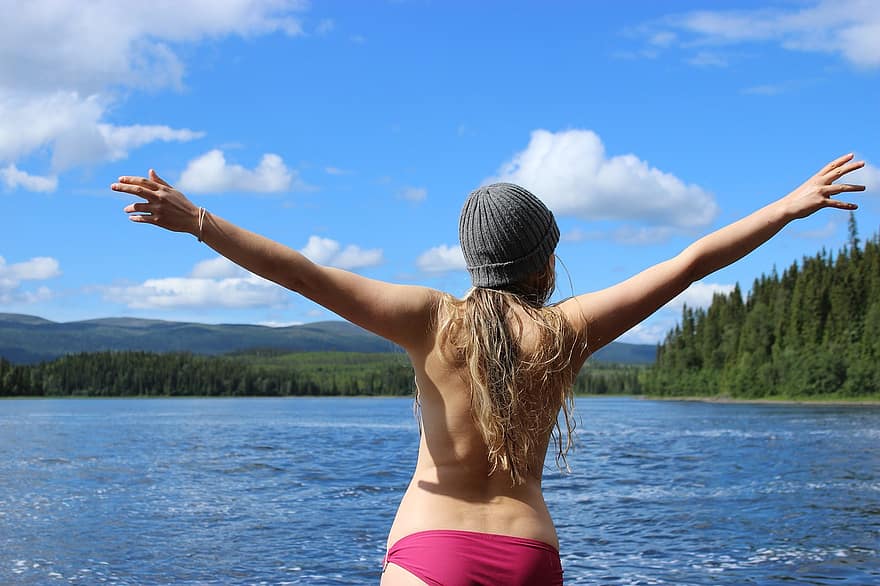 Σουηδία, φύση, νερό, ποτάμι, himmel, καλοκαίρι, μπάνιο, αργία, καλοκαιρινές εικόνες, μπλε, είναι
