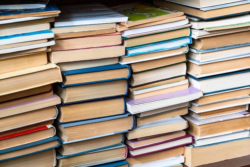 livres, bibliothèque, étagère à livres, pile, vieux, en train de lire, connaissance, Littérature, éducation, recherche, livre