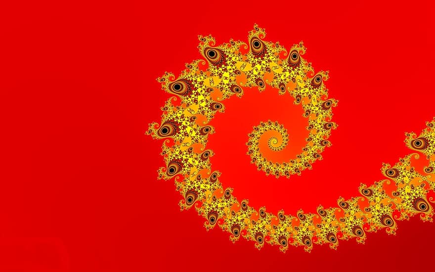 Mandelbrot, fractal, matematică, abstract, cantitativ, artă, fundal, infinit, roșu, galben, spirală