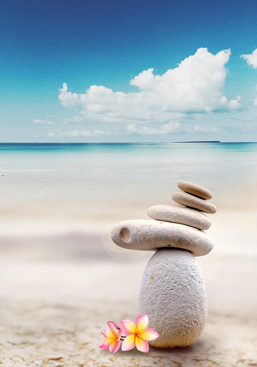 Cairn, Beach, Paradise, Spa, Wellness, Relaxation, Background, summer, sand, stone, vacations