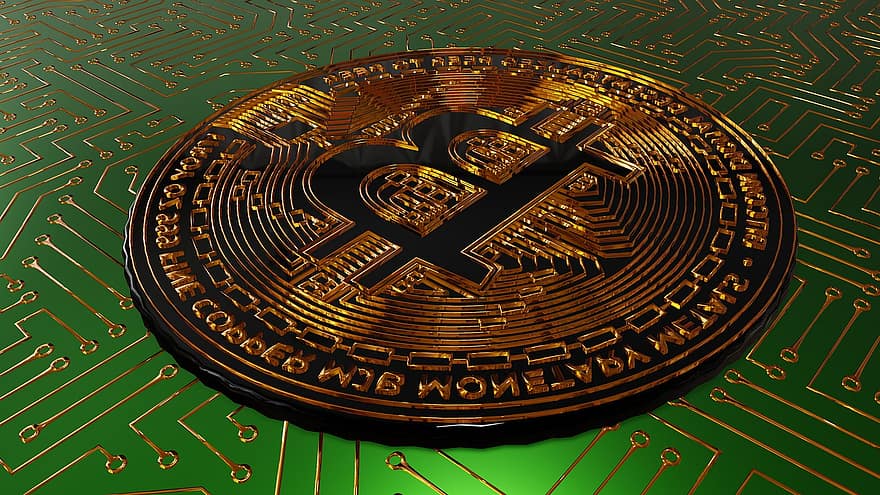 Bitcoin, Krypto, Münze, Kupfer, Kryptowährung, virtuell, Symbol, transparent, Digital, Technologie, Halbleiter