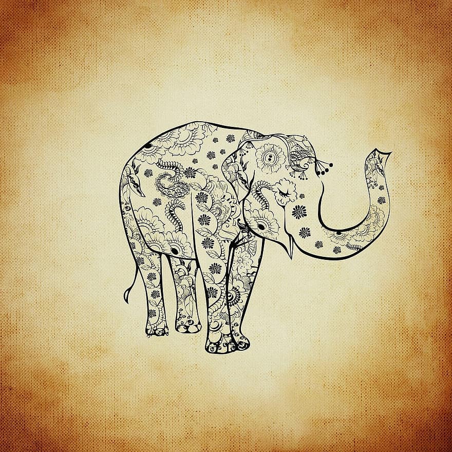 Elefant, Hintergrund, Muster, braun