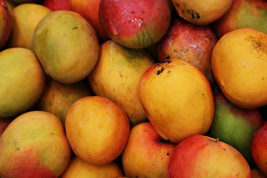 mango, design baggrund, pund, tropisk, saftig, frugt, mad, det, sød, manga, frisk