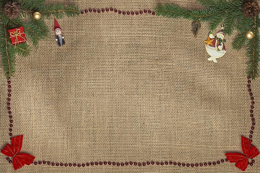 džutas maiss, Tekstils, Ziemassvētku rotājumi, Ziemassvētku fons, Advent