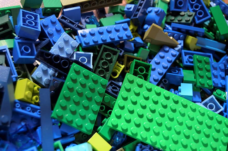 Lego, ladrillos, edificio, construcción, juguete, el plastico, divertido, bloquear, jugar, infancia, verde