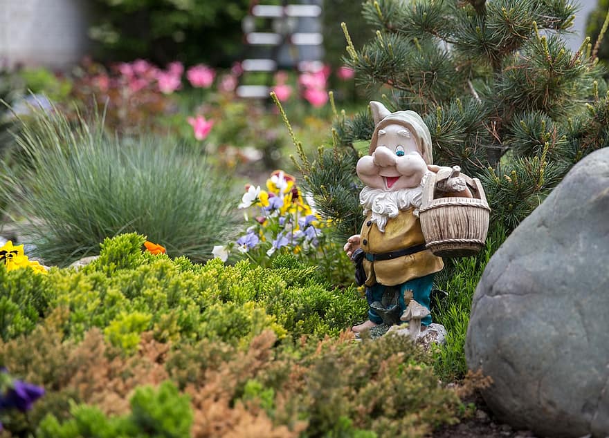 Gnome, Dwarf, Elf, Figurine, Figure, Decoration, Outdoors, Beard, Ceramic, Colorful, Cute