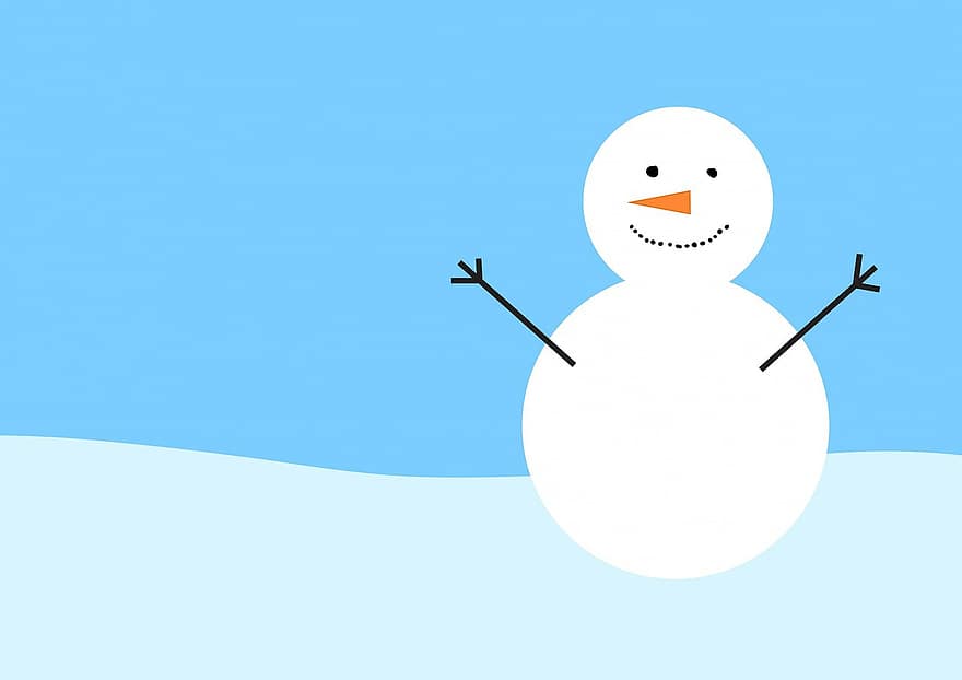 talvi-, joulu, lumi, lumiukko, kylmä, kausi, halla, jää, hymyilevä, näkymä, sarjakuva