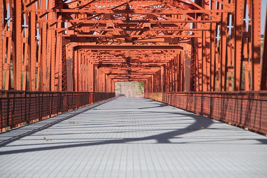 Perspective, Bridge, Orange, Convergence, Road, Repetition, Pattern, architecture, vanishing point, construction industry, built structure