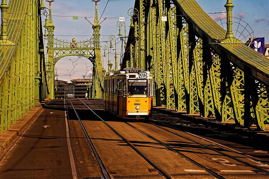 ciutat, transport, Hongria, trànsit, transport públic, pont, pont dom