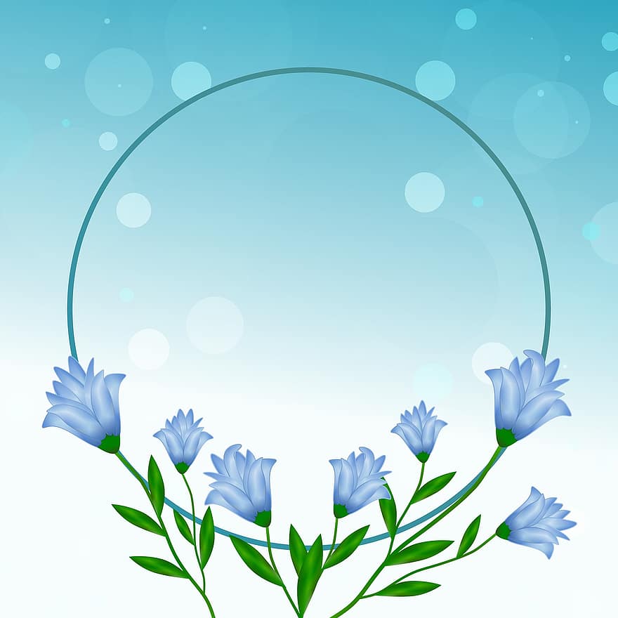 achtergrond, Rond het frame, bloemen, blauwe bloem, wenskaart