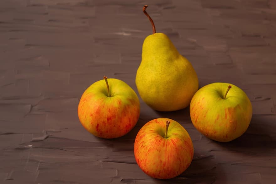 äpplen, päron, frukt, mat, textur, naturlig, picknick, rå
