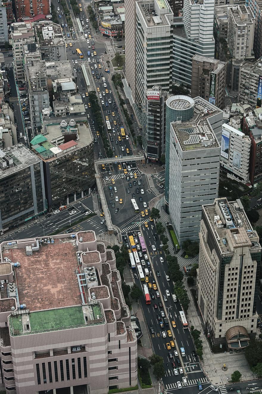 Taipei, ville, paysage urbain, Taïwan, immeubles, grattes ciels, rue, route, centre ville, Urbain, Asie