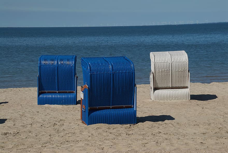해변 의자, 모래, 바닷가, 바다