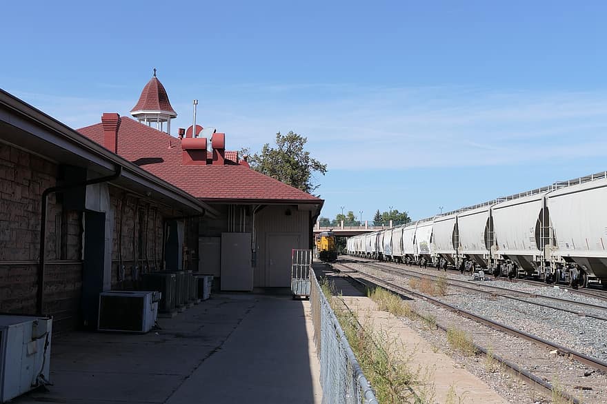Colorado Springs Depot, juna-asema, rautatie, junan varasto, kouluttaa, kuljetus, rautatiekiskot, vanha, historiallinen, colorado-jouset