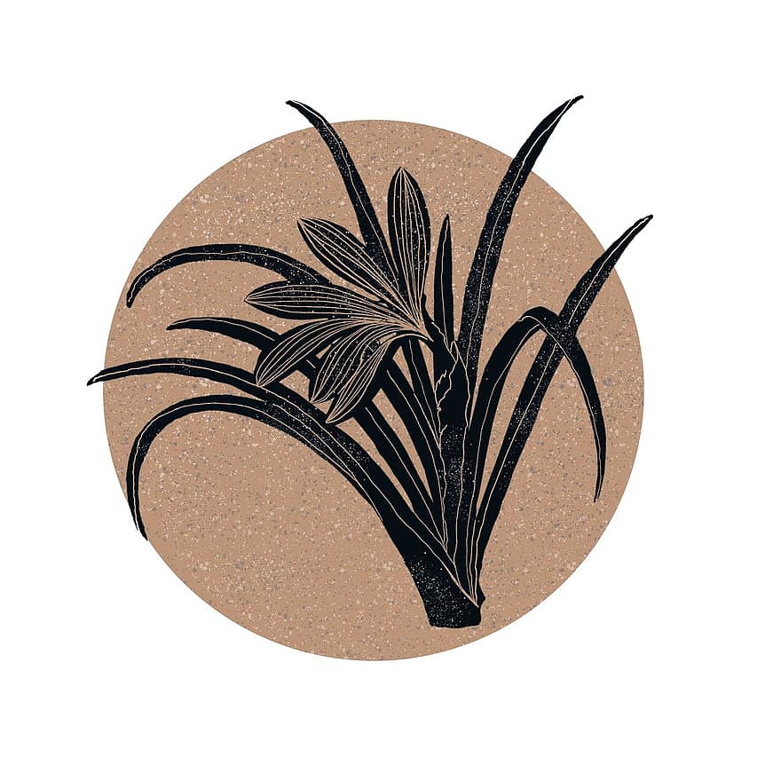 Flower, Plant, Floral, Leaves, Linocut, Nature, Wall Art