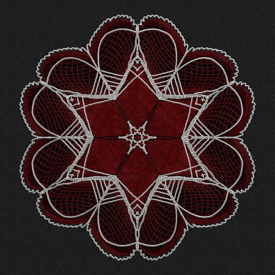 mandala, rød, ornament, chakra, kaleidoskop, filigran