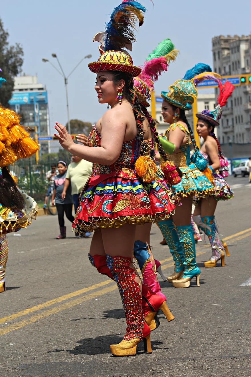 ارقص ، اللاتينية ، بيرو ، الأنديز ، حضاره ، ليما ، مهرجان ، زي ، تقليدي ، النساء ، الوطني