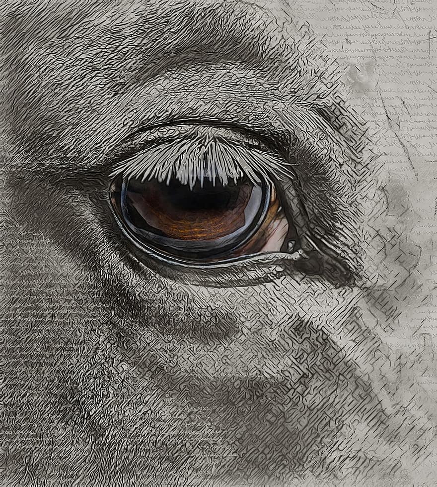 портрет, кінь, аппалуза, вугілля, чорнило, олівець, око, тварина, кінний спорт, природний, вії