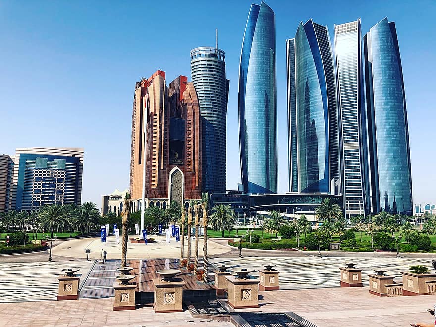 Abu Dhabi, emirados, arranha-céu, urbano