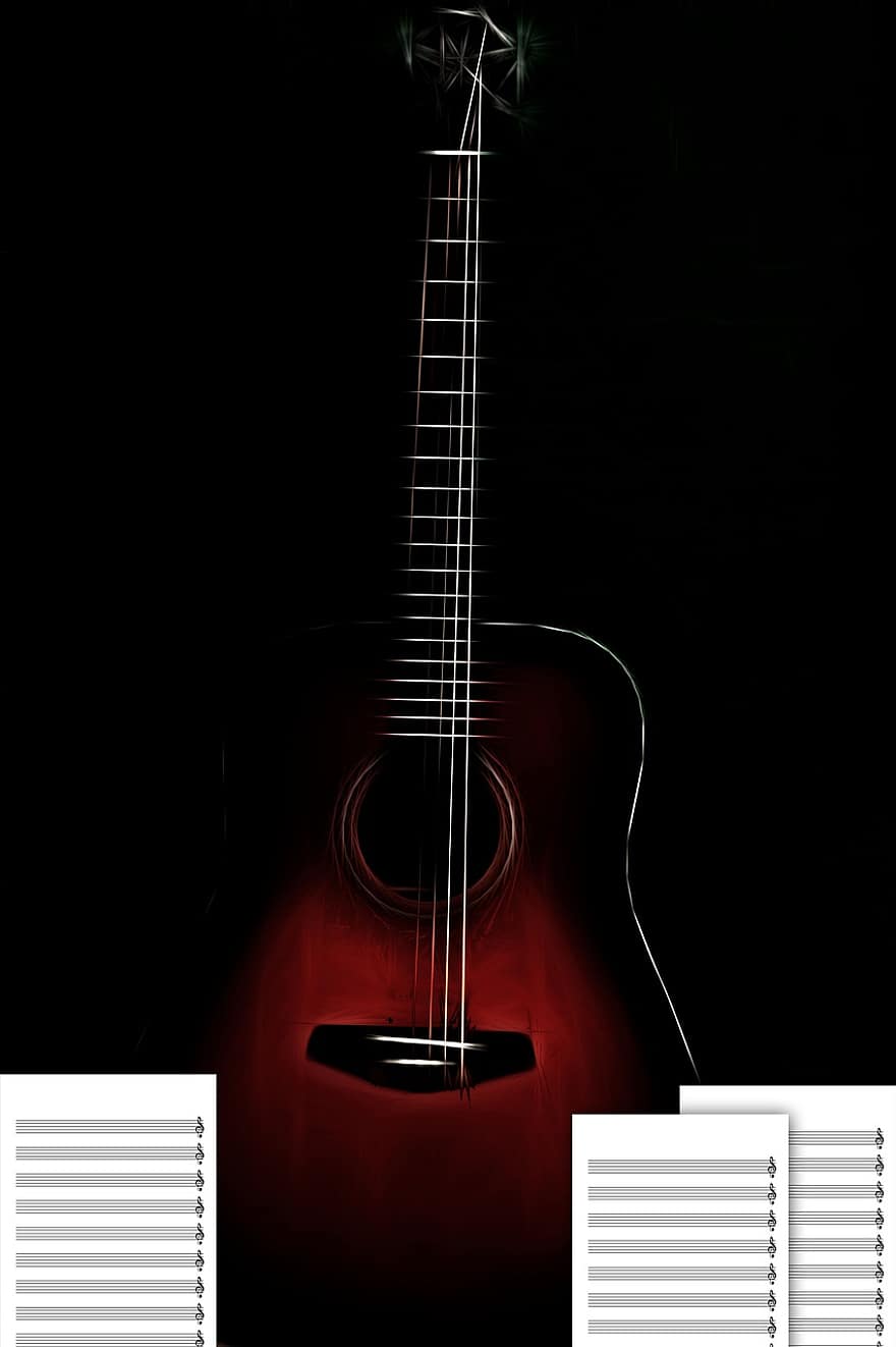 Guitar, Instrument, Musical, Acoustic, Sound, Stringed Instrument, Entertainment, Staff