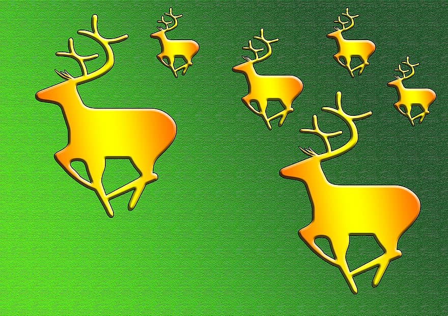 bakgrund, grön, jul, ren, design, djur-, hjorthorn, sven