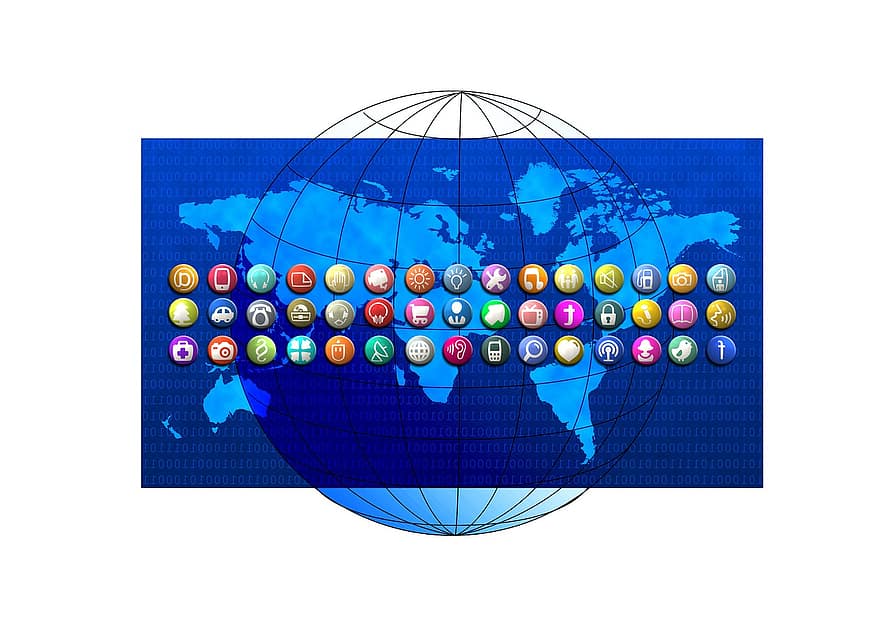 Terre, globe, monde, continents, structure, les réseaux, l'Internet, réseau, social, réseau social, logo