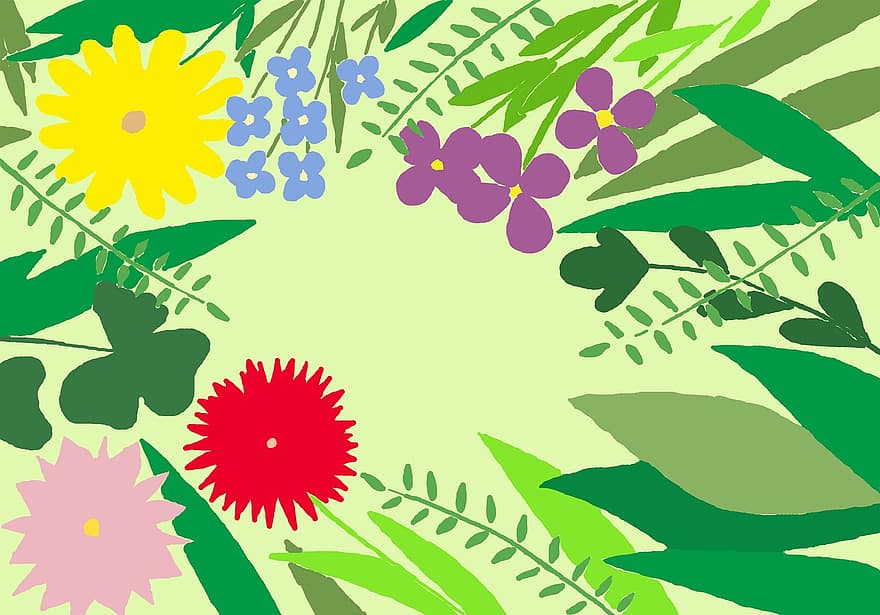 꽃들, 꽃잎, 이파리, 잎, 식물, 정원, 제비꽃, 거베라, 달리아, 국화, 클로버