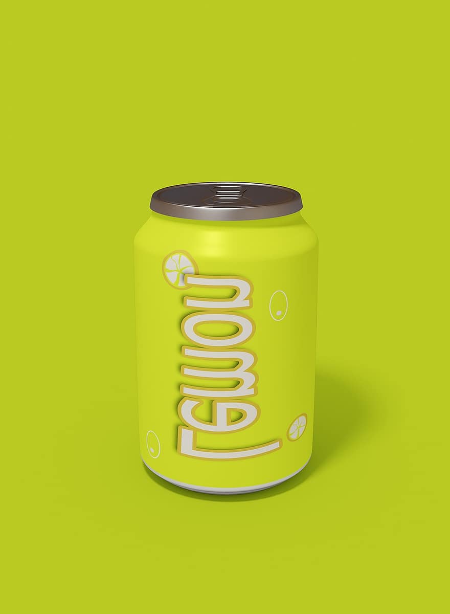 drikke, citron, drik, metal, krukker, kulsyreholdige, limonade, enkelt objekt, illustration, gul, symbol