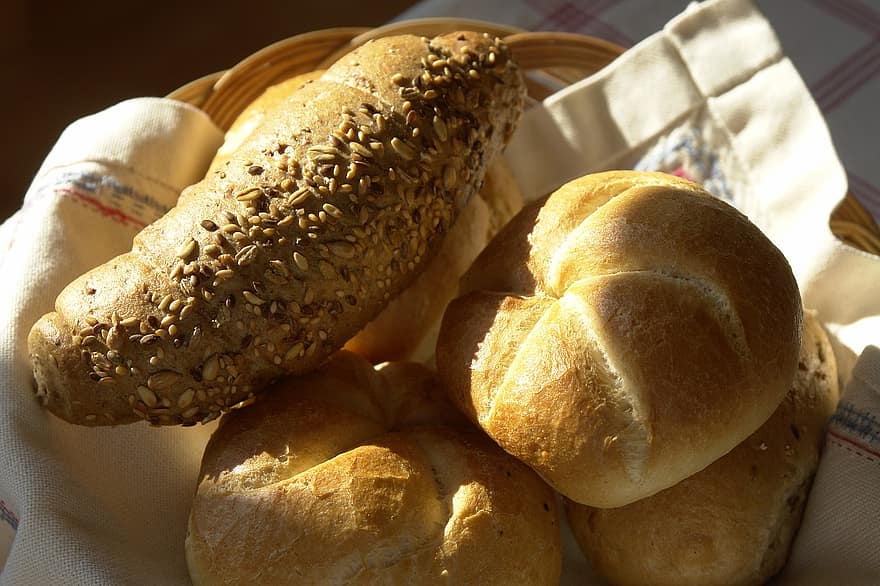 chléb, snídaně, drdol, jídlo, svěžest, detail, bageta, bochník chleba, pšenice, Zdravé stravování, gurmán