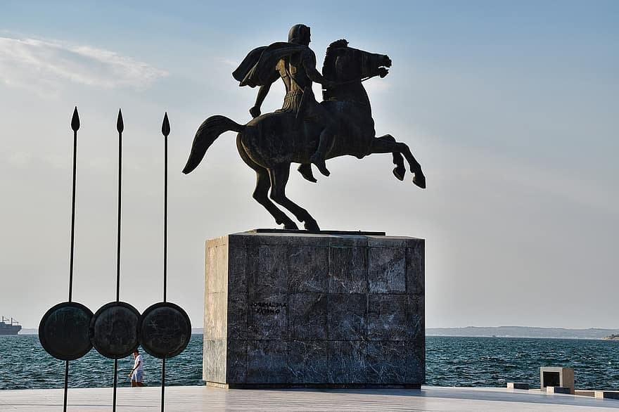 像、記念碑、征服者、アレキサンダー大王、テッサロニキ、歴史、興味のある場所、アレクサンダー、ギリシャ