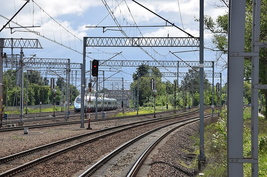 ferrovias, trilhos de trem, Polônia, transporte, trilhos, ferrovia, plataforma de estação de trem, tráfego, modo de transporte, Rapidez, indústria