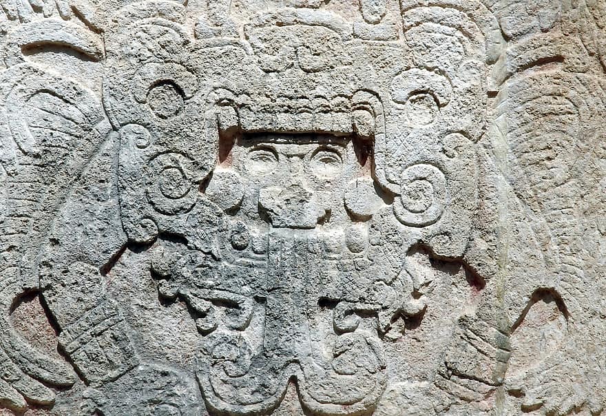 стена, гравюра, воин, археология, майя, Чичен-Ица, Мексика, Юкатан, культуры, старые руины, архитектура