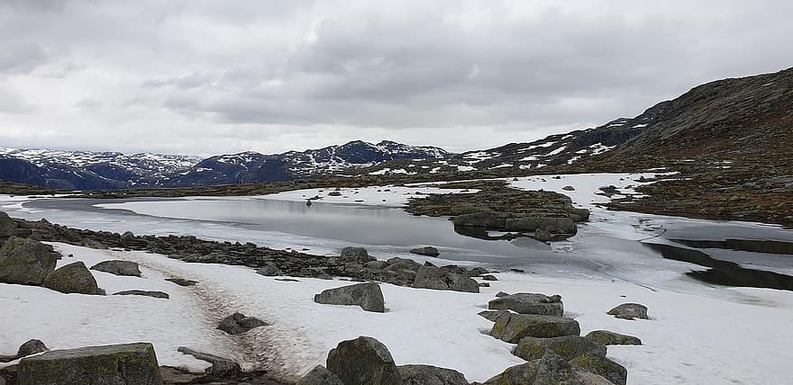 montagna, montagne, natura, sfondo, alto, giro, paesaggio, all'aperto, viaggio, verde, Norvegia