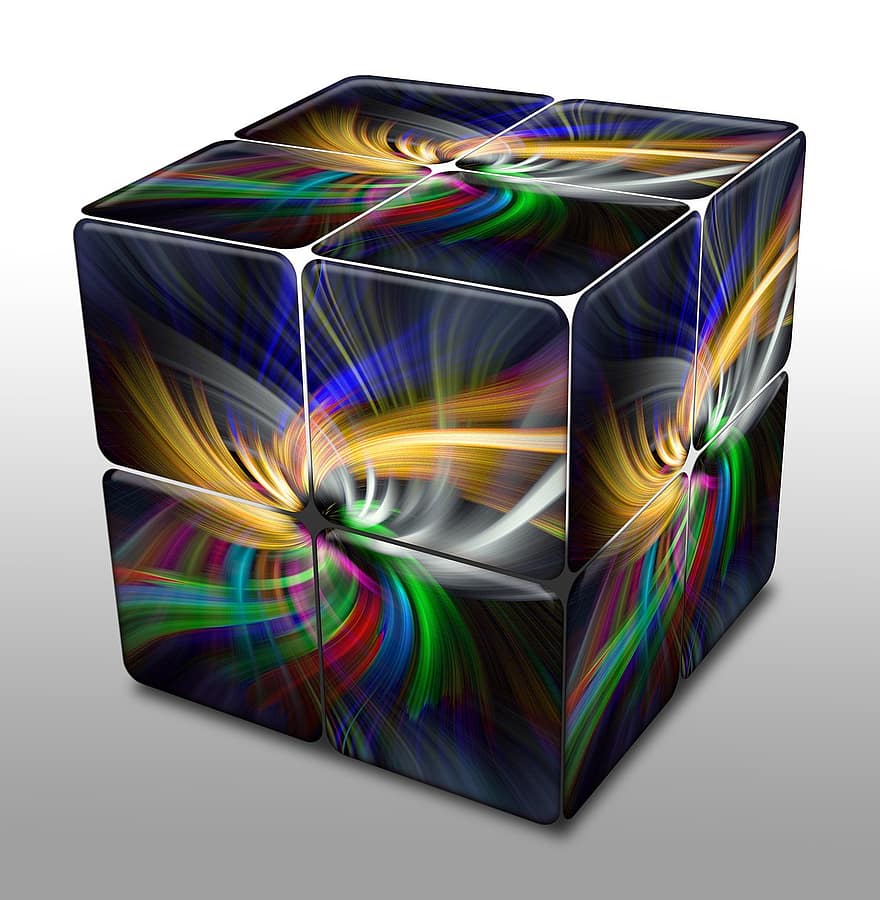 куб, дигитален, абстрактен, цвят, модел, геометричен, дизайн, генерирана