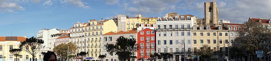 épületek, lakások, Óváros, lakóépületek, építészet, Lisszabon, Portugália, város, városi, házak, híres hely