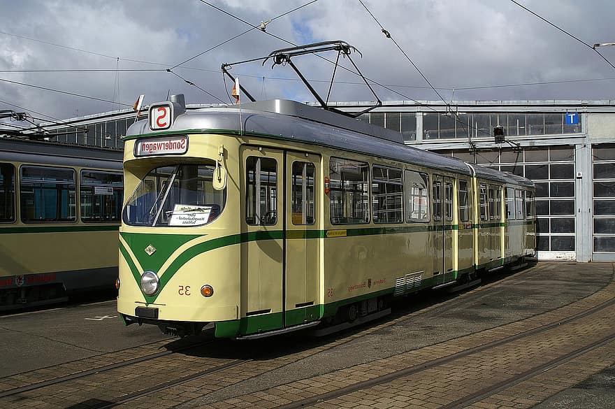 tram-, vervoer, reizen, Braunschweig, düwag, depot, Altewiek, historisch