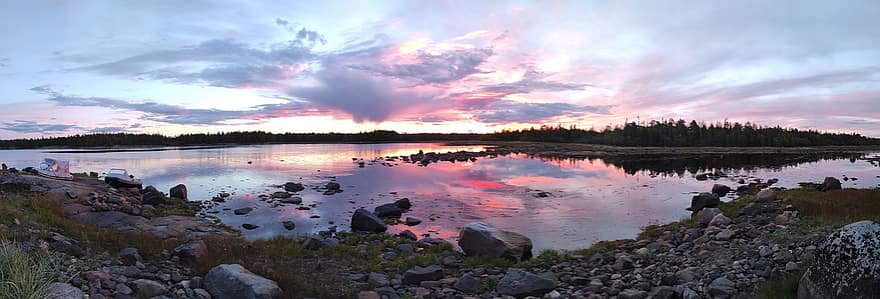 natura, tramonto, viaggio, esplorazione, crepuscolo, all'aperto, Karelia, acqua, paesaggio, estate, Alba