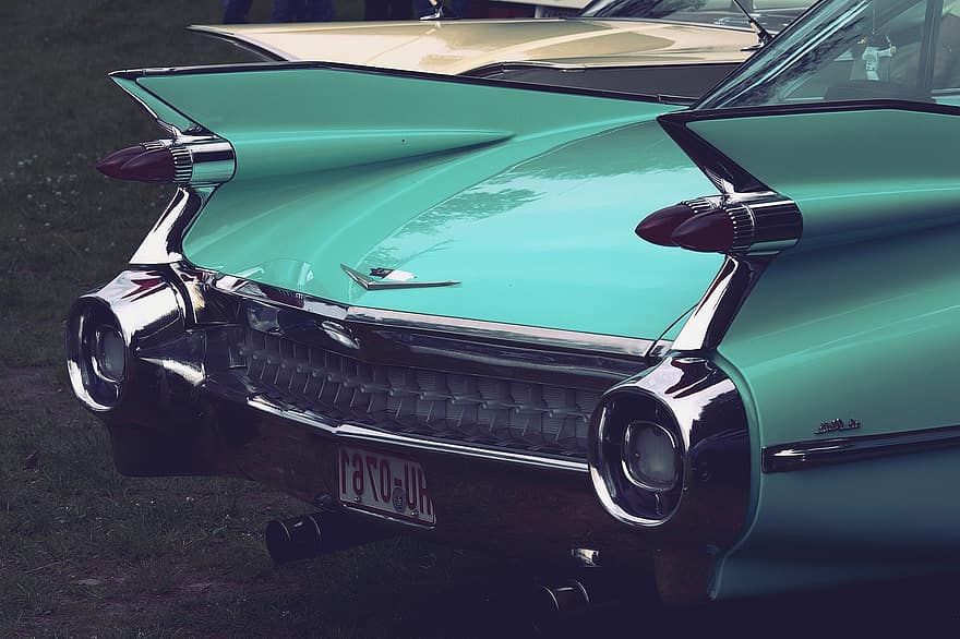 mobil antik, mobil, berani, klasik, Amerika, mobil impian, belakang, sirip ekor