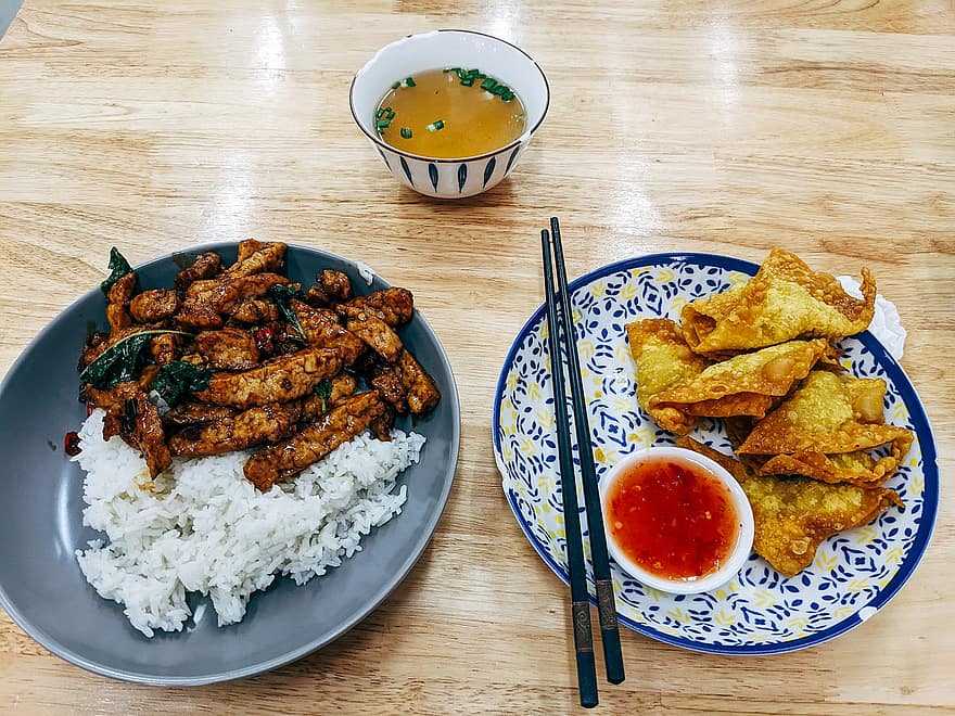 tál, ázsiai konyha, étkezés, élelmiszer, sült, szósz, chili, tányér, thai, étterem, hagyományos