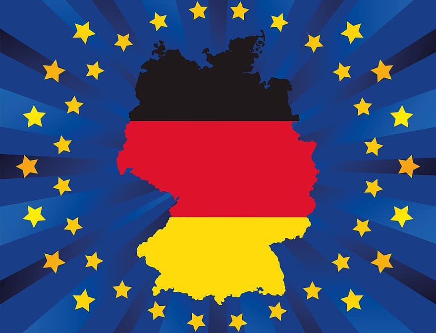 Almanya, AB, bayrak, Avrupa, afiş, siyah, kırmızı, altın, sembol, birim, avantaj