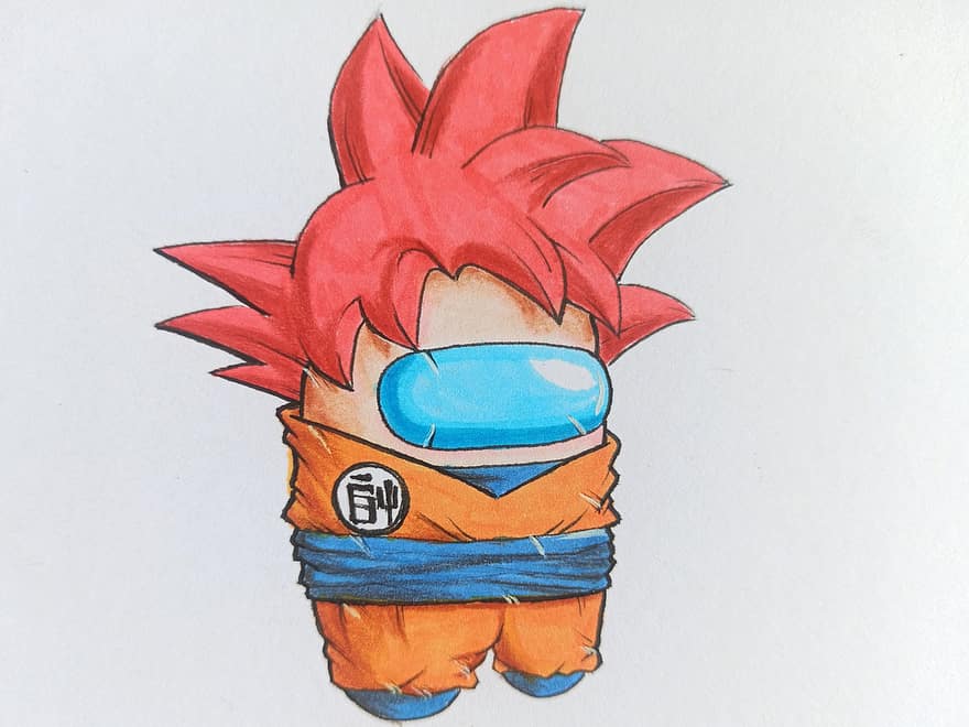 Goku, esfera do dragão, Entre nós, Filho Goku, Deus Super Saiyan, personagem, anime, desenhando
