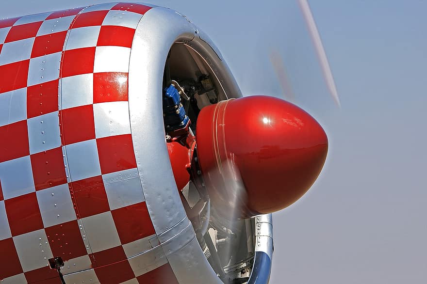 Harvard Aircraft, T-6, Texan, Vintage, Propeller, Cowling, Red Spinner, Airplane, Aircraft, Aviation